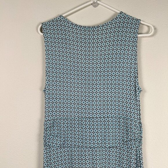 Talbots Maxi Dress Womens Size M Blue Geometric V Neck Sleeveless Stretch - Picture 3 of 7